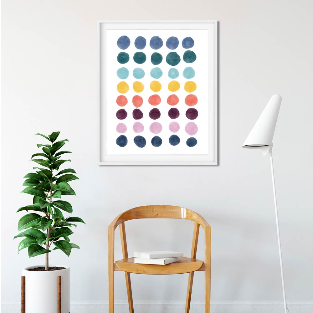 Nursery dots wall art in frame