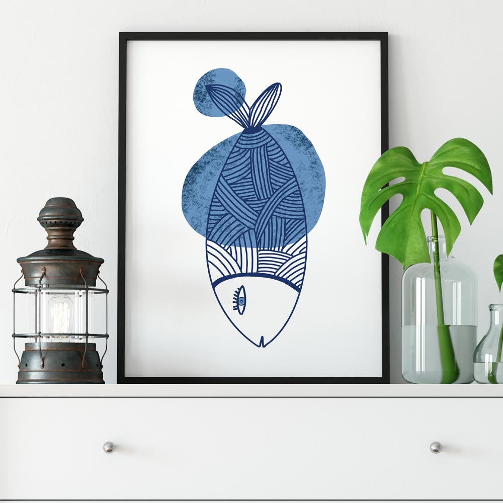 Fish kids wall art in frame