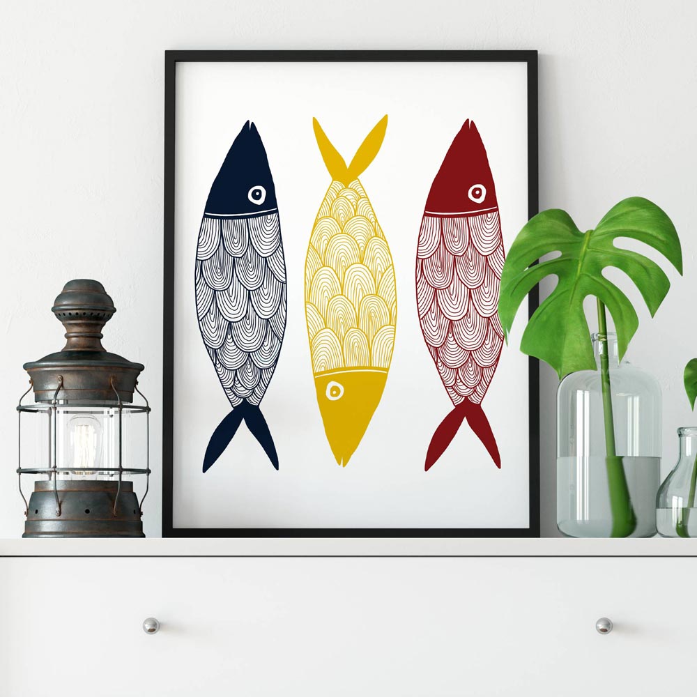 Three color fish art