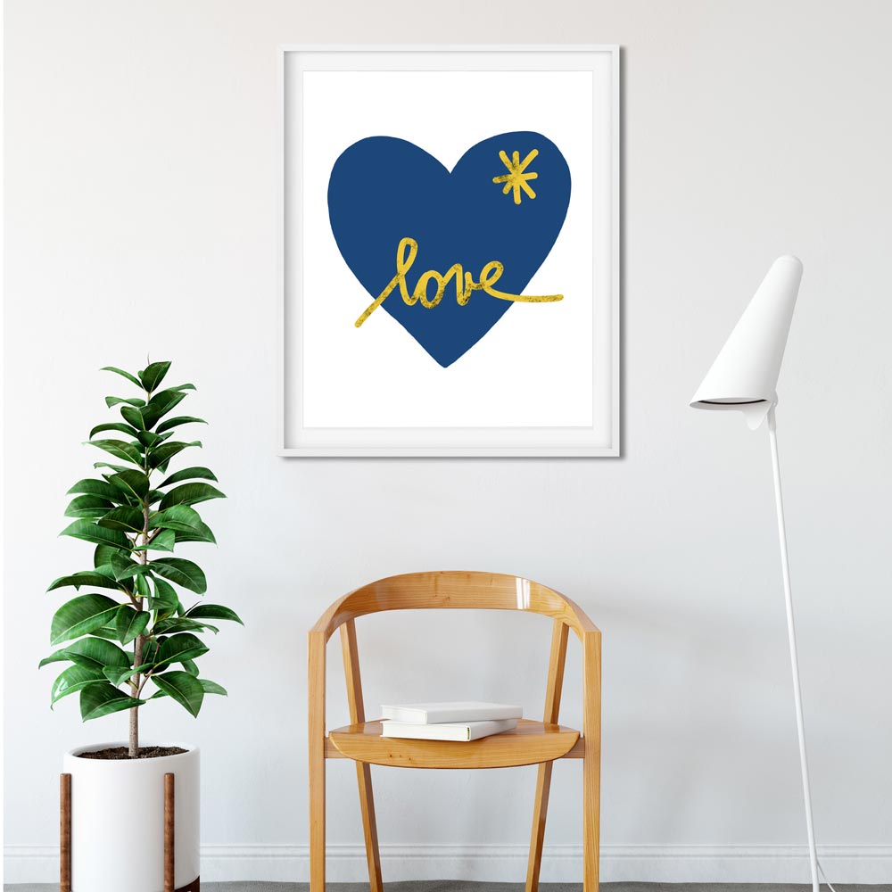 Blue heart printable art