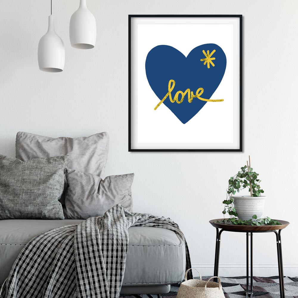 Blue heart wall art