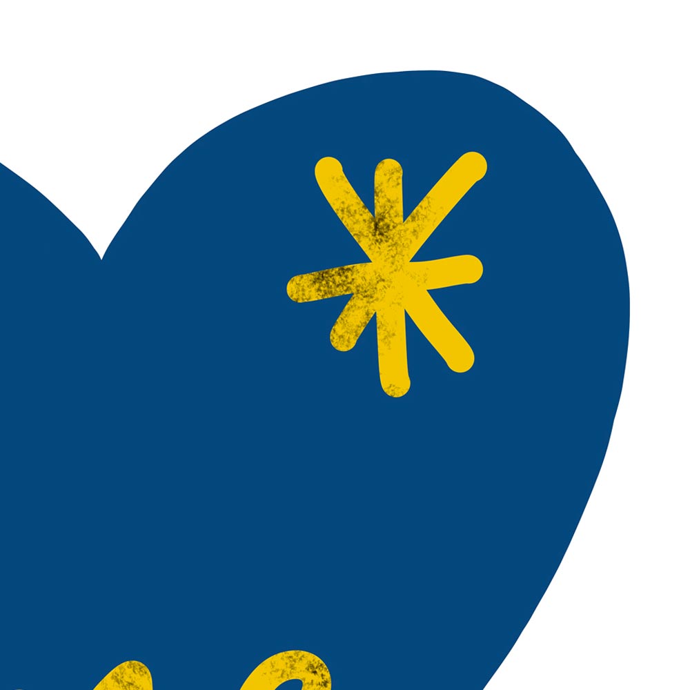 Blue heart art detail