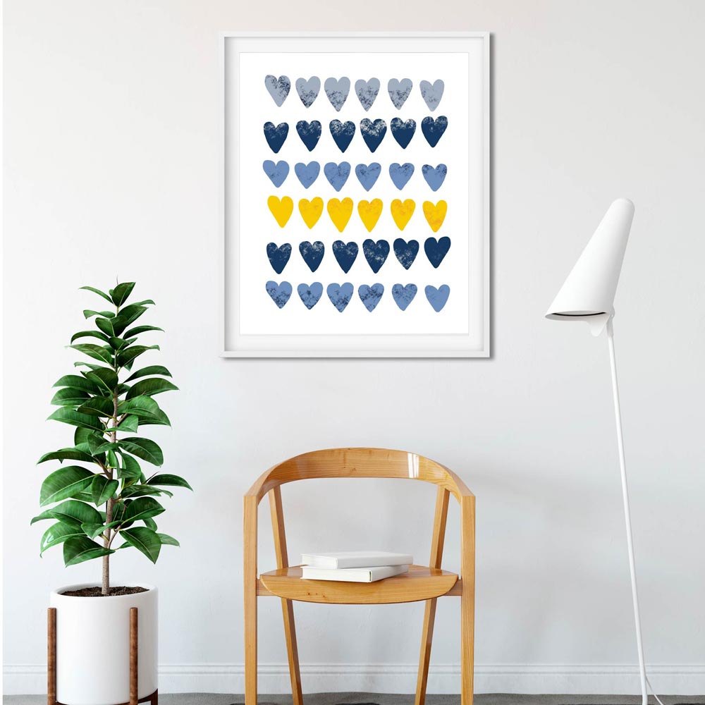 Cute hearts scandinavian wall art