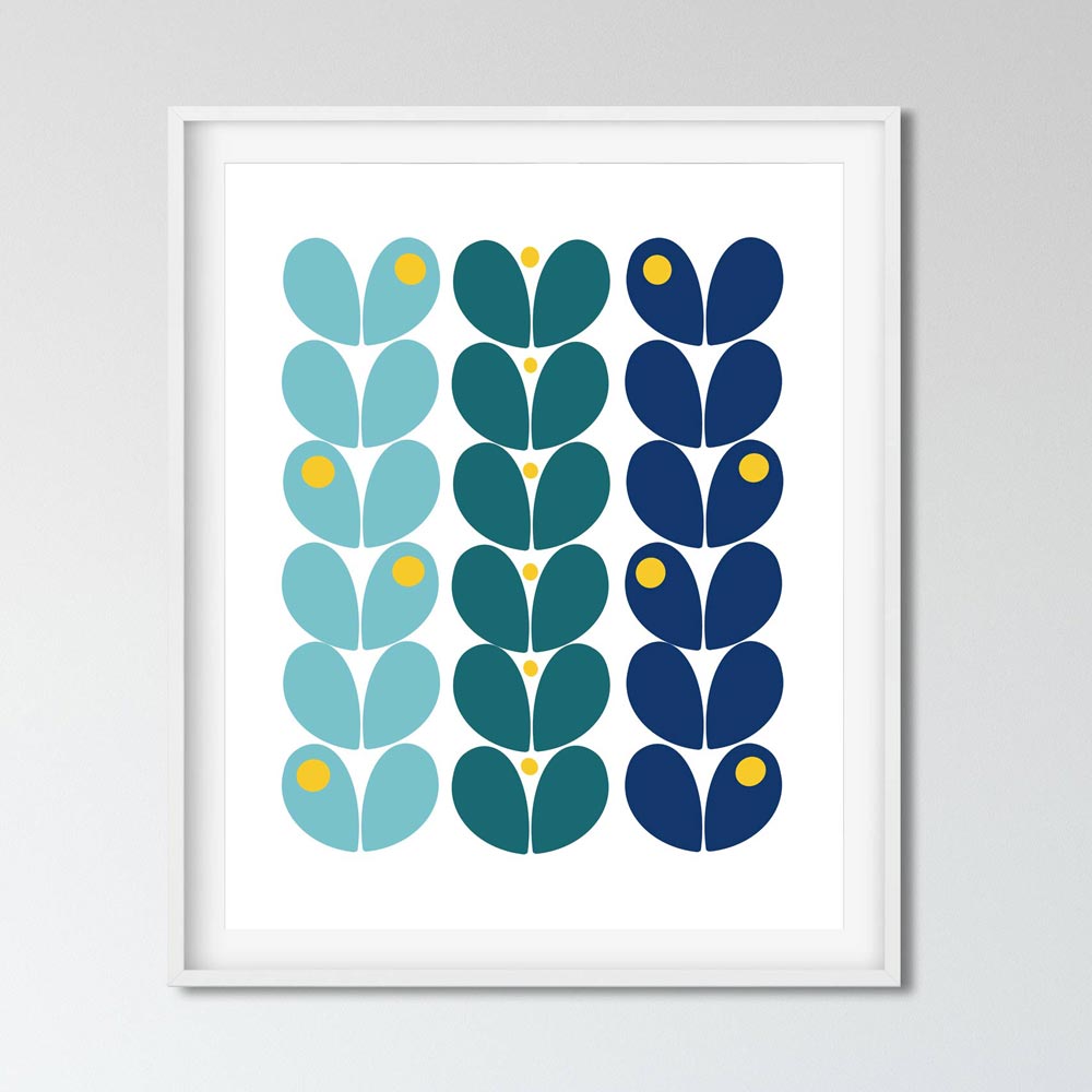 Black dots wall art in frame