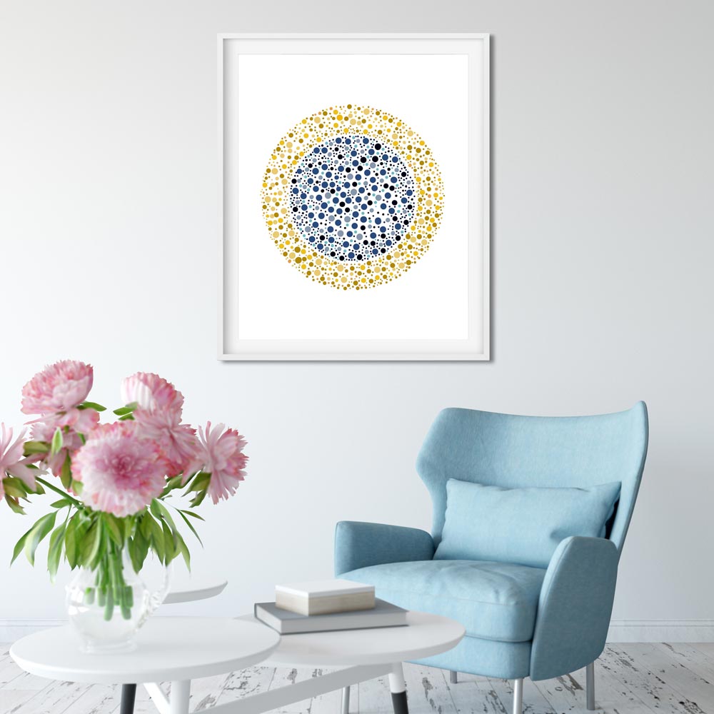 Blue and yellow illustration printable art