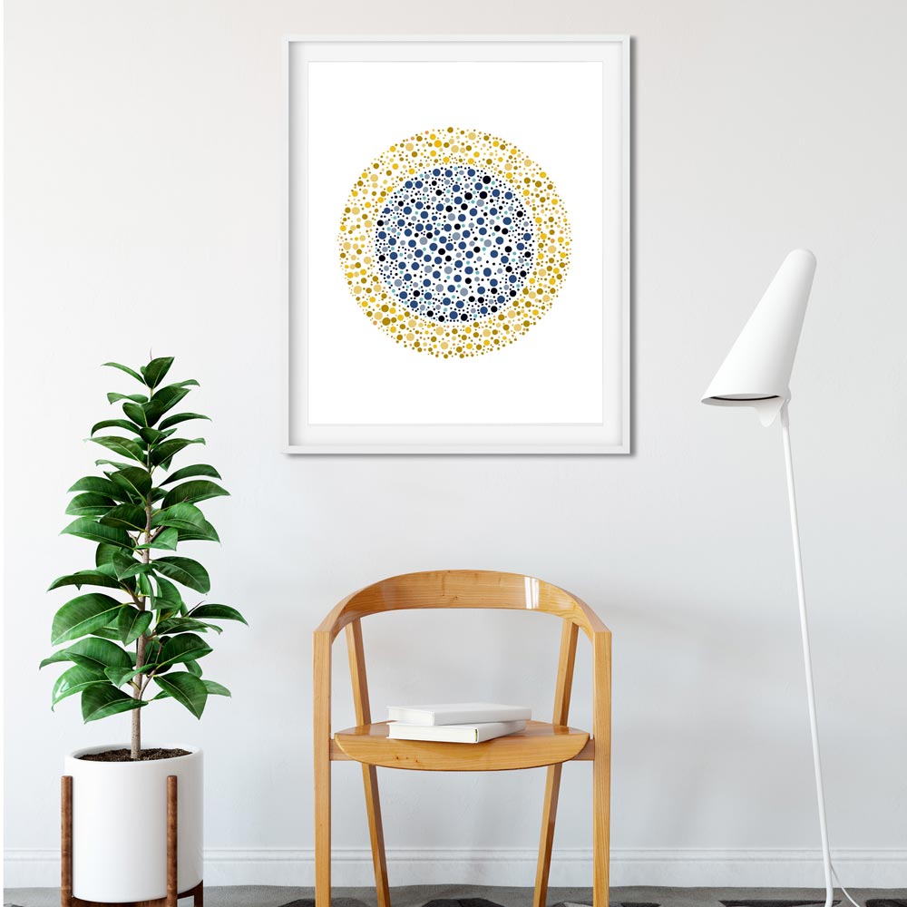Golden circle wall art blue