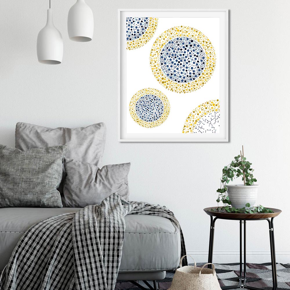 Geometric modern wall art in frame