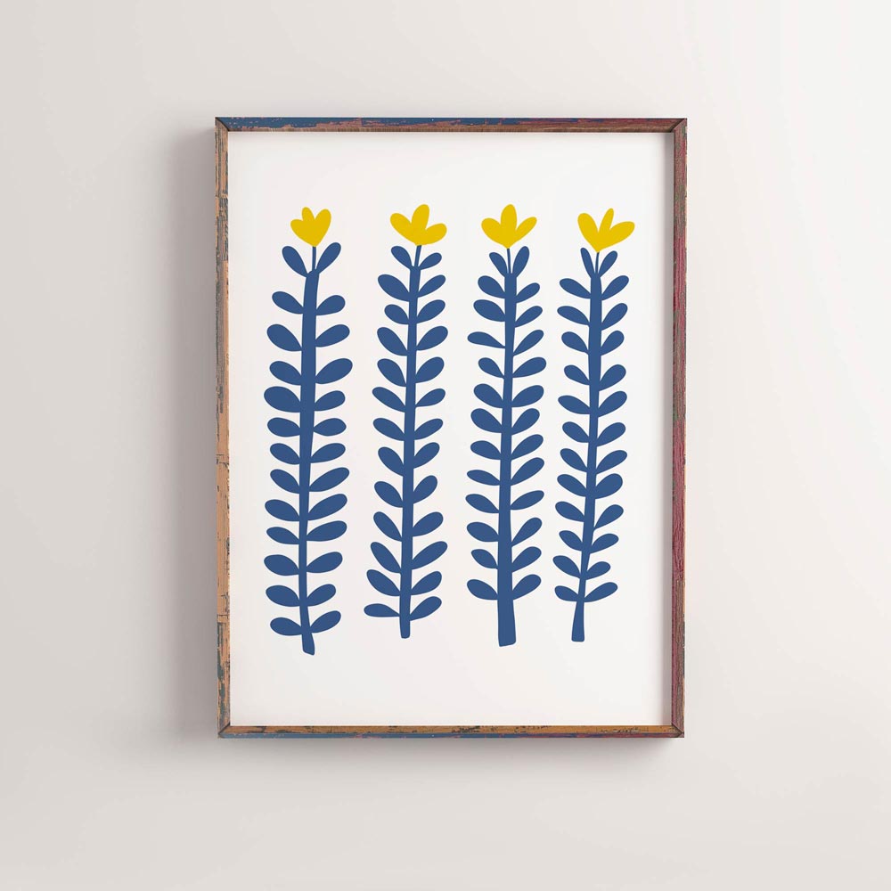 Botanical scandi art in frame