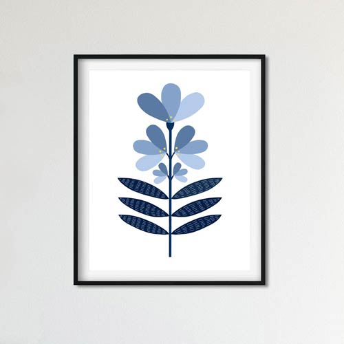 Blue flower art print