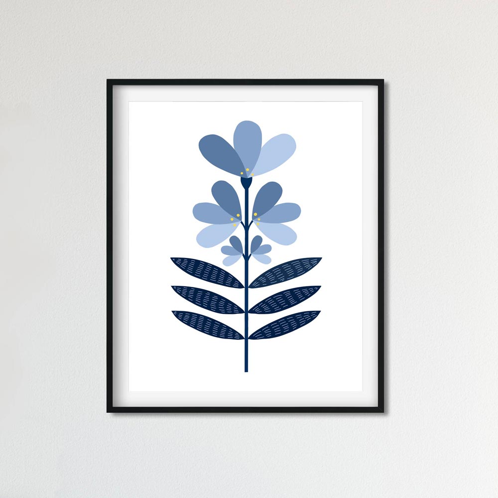 Blue flower Scandi printable art