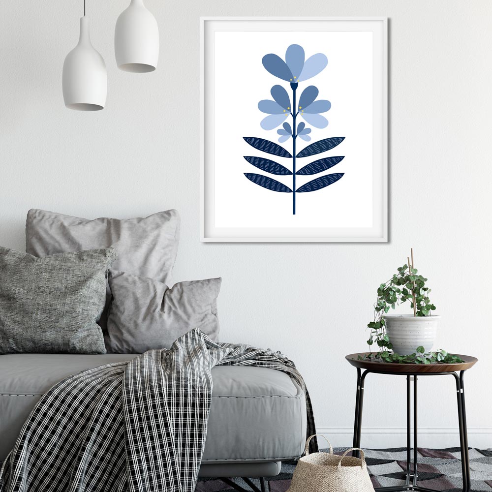 Blue flower Scandi wall art