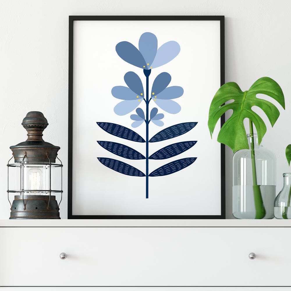 Blue flower Scandi wall decor 