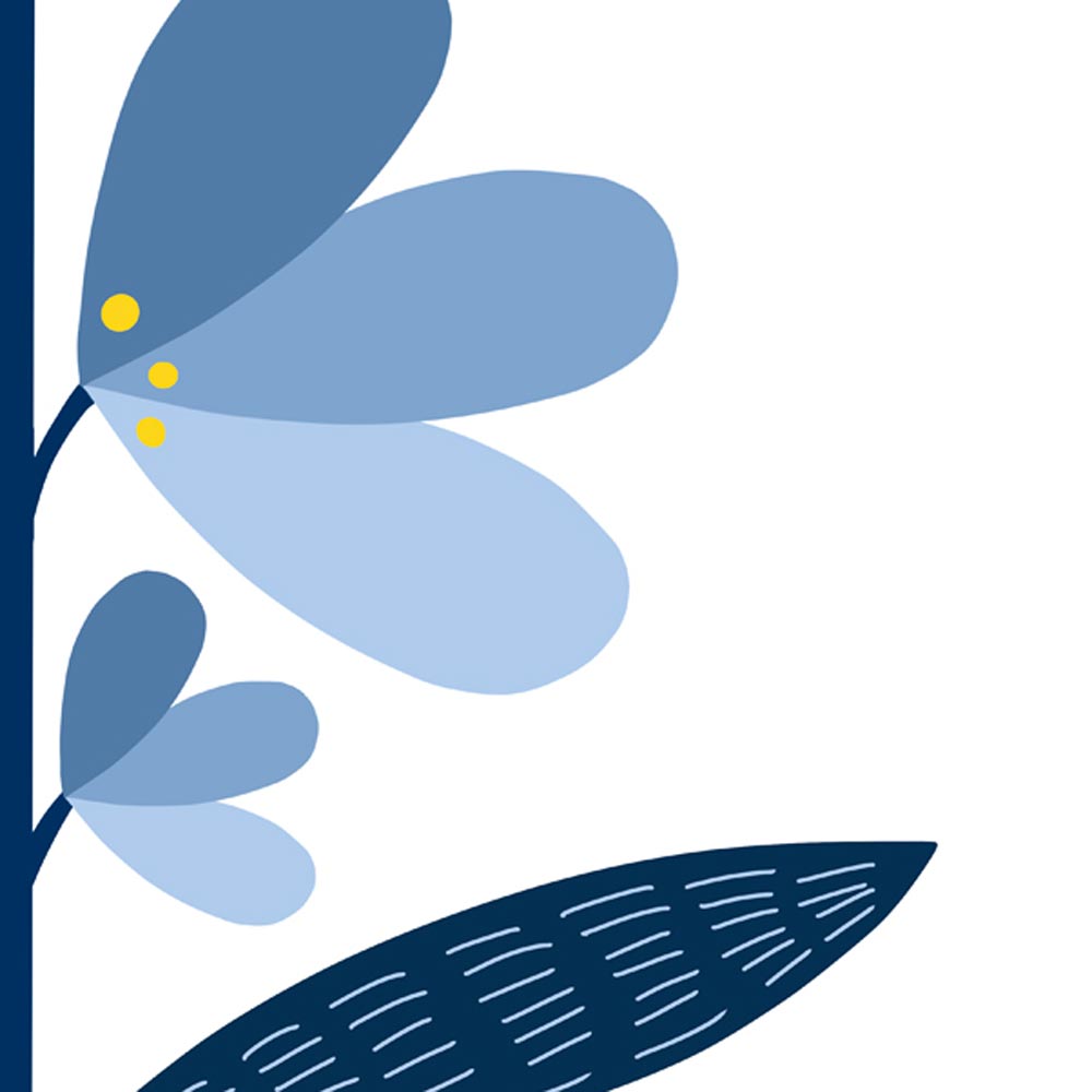 Blue flower Scandi wall decor detail