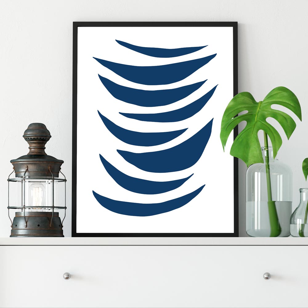 Half moons wall art gray blue