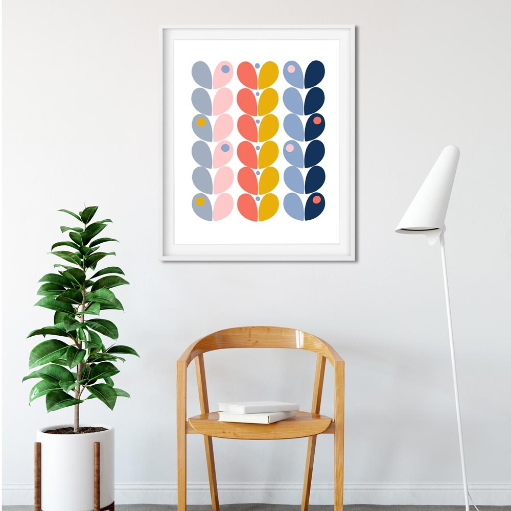 Retro nursery wall art in frame