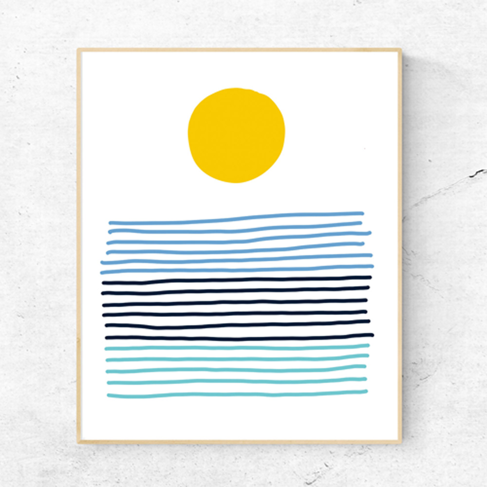 Sun abstract art in frame