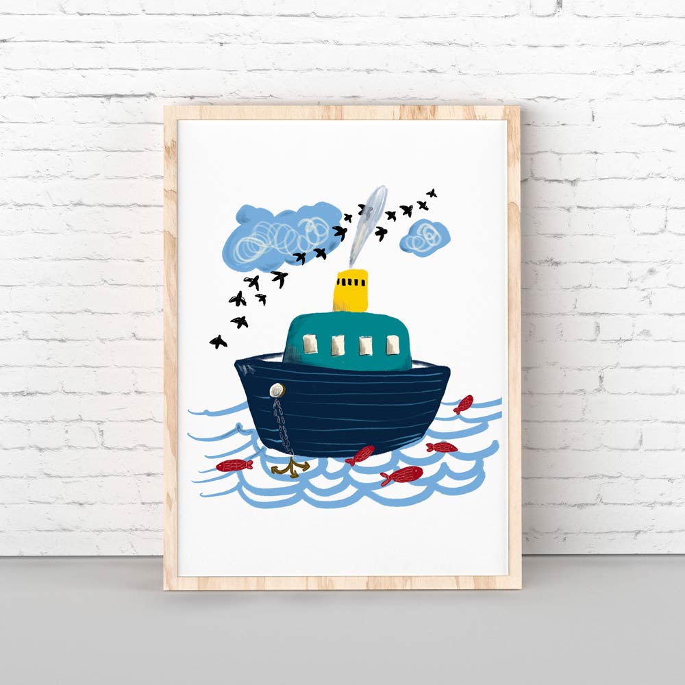 Little boat kids nursery art wall