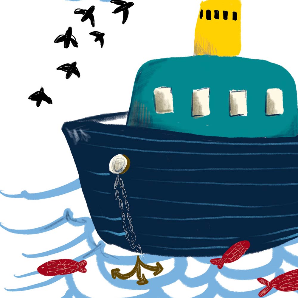 Little boat kids printable art detail
