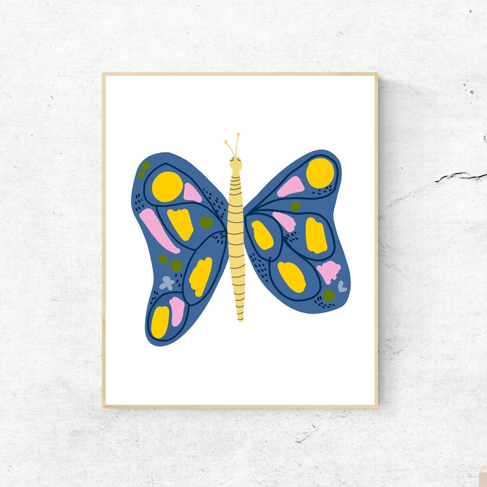Butterfly kids wall art in frame