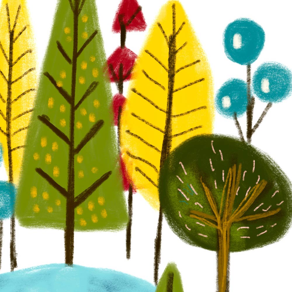 Woodland nursery wall art detail