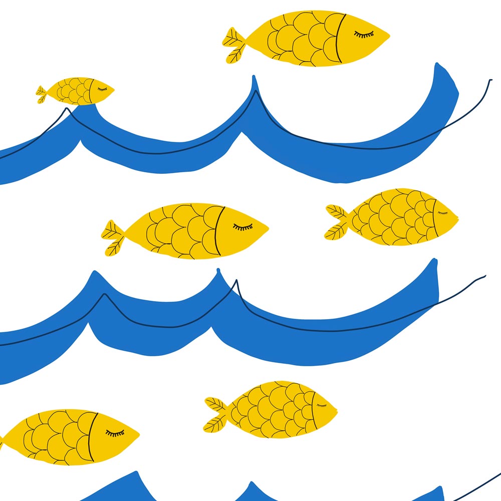 Ocean fish nursery printable art detail