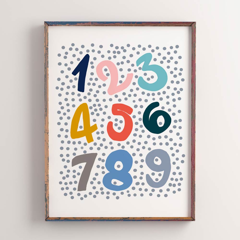 Colorful Numbers wall art for kids