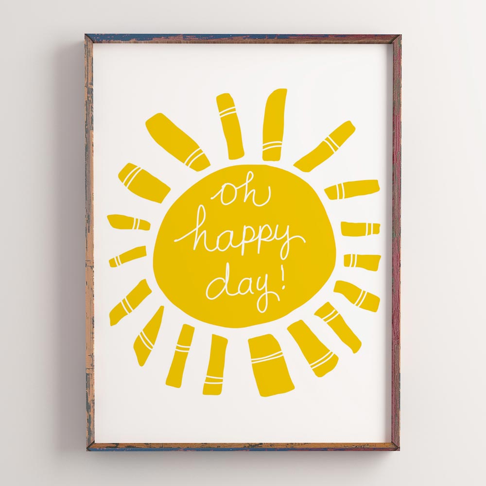 Oh happy day! Kids wall art in frame