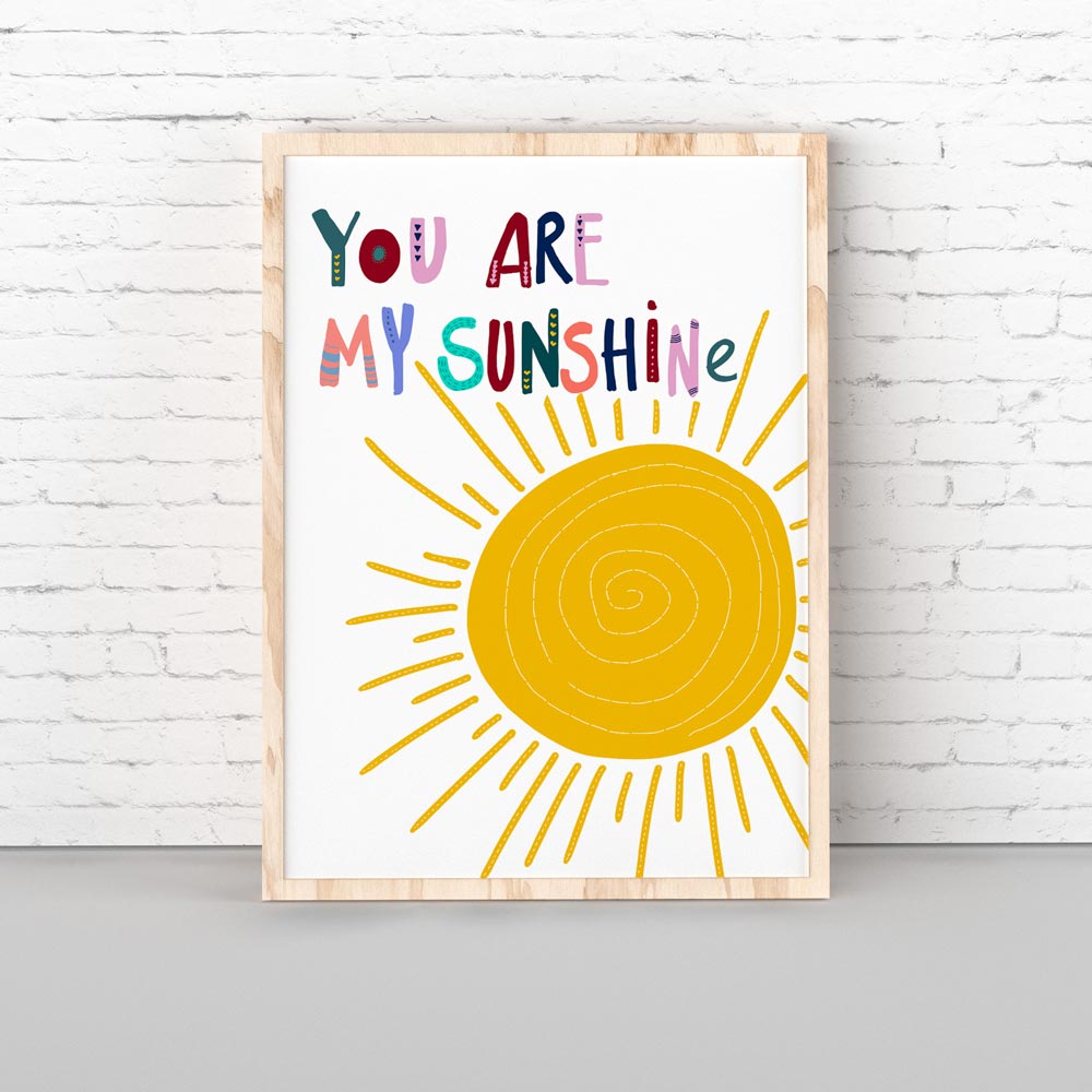 You are my sunshine kids wall art in frame
