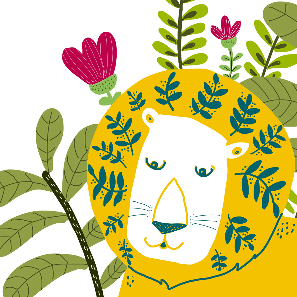 Yellow Lion wall art for kids
