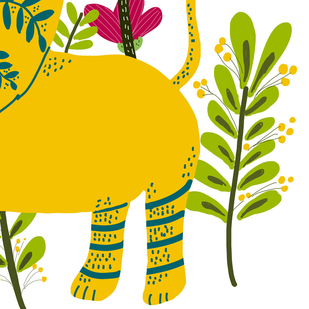 Yellow Lion kids wall art detail