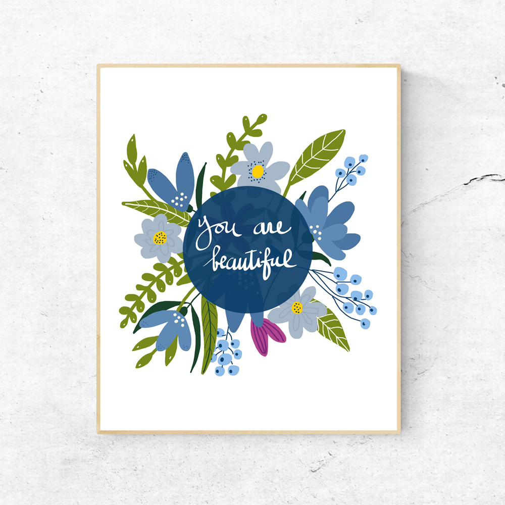 You are beautiful art wall in frame