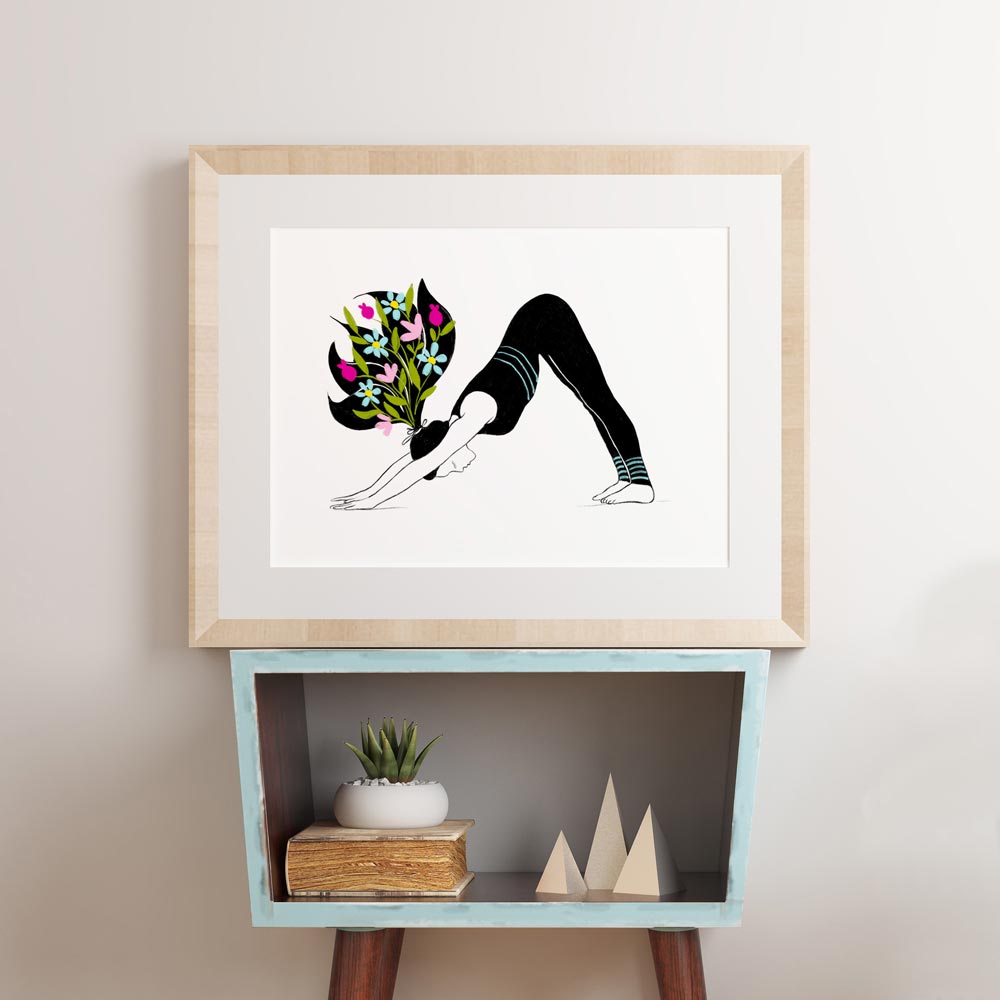 Yoga asana poster wall art in frame