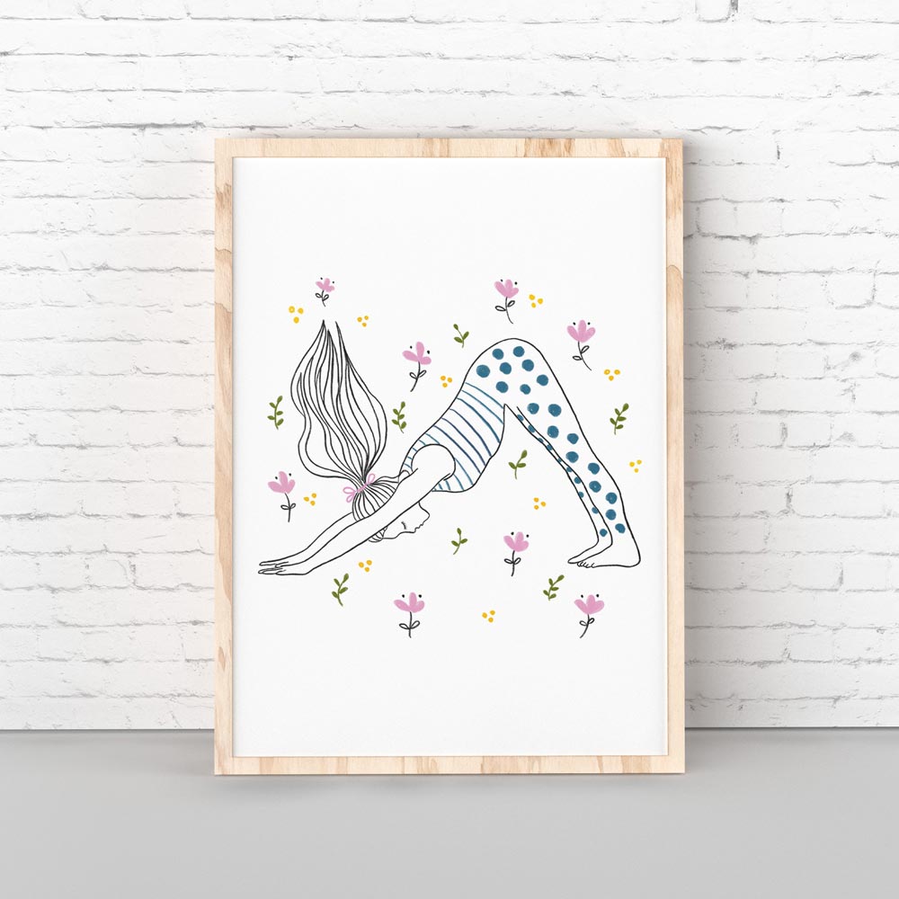 Yoga Downward Facing Dog wall art