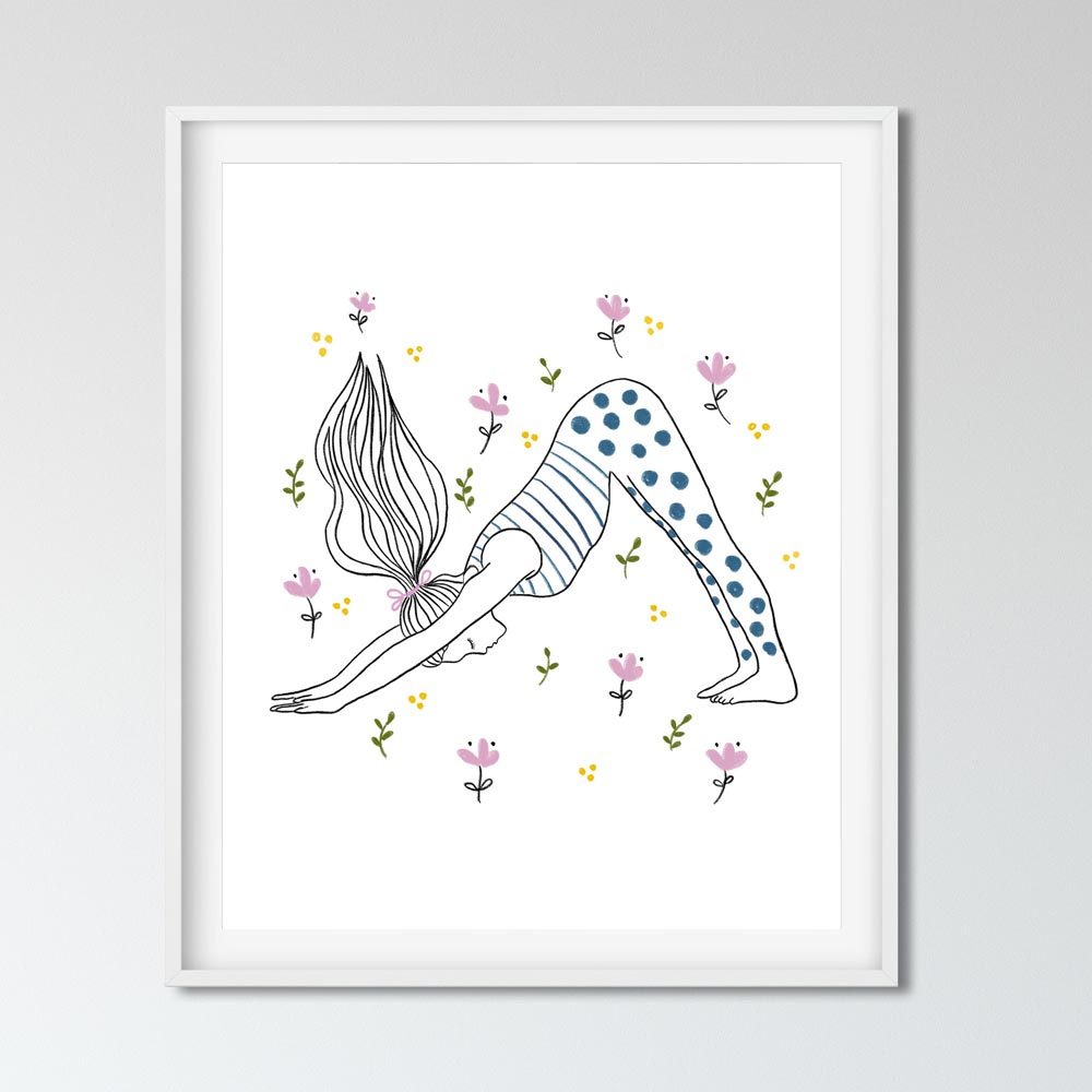 Yoga Downward Facing Dog art wall