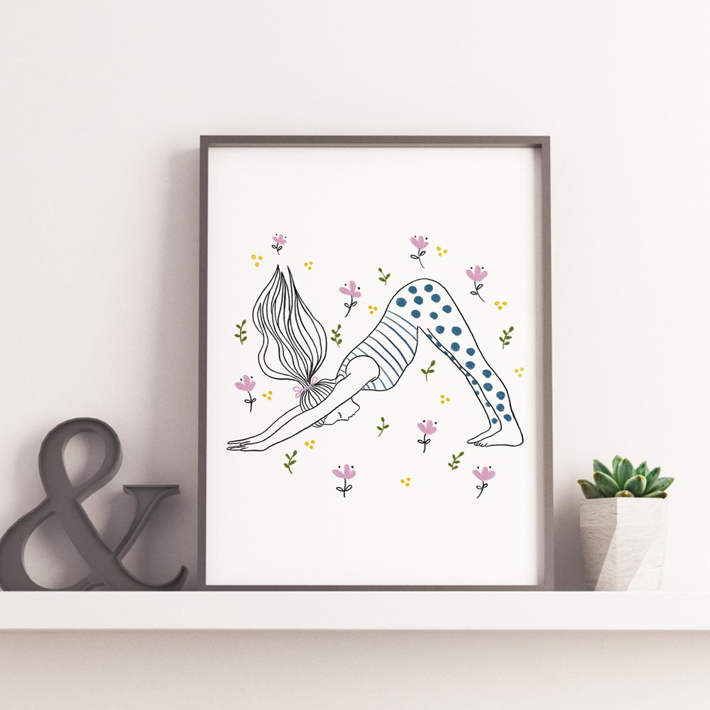 Yoga Downward Facing Dog art in frame