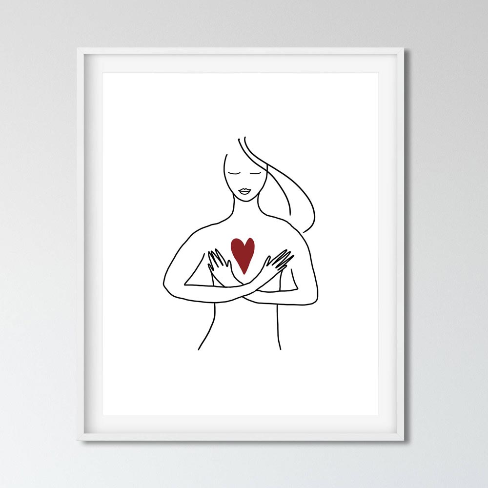 Love yourself wall art in frame