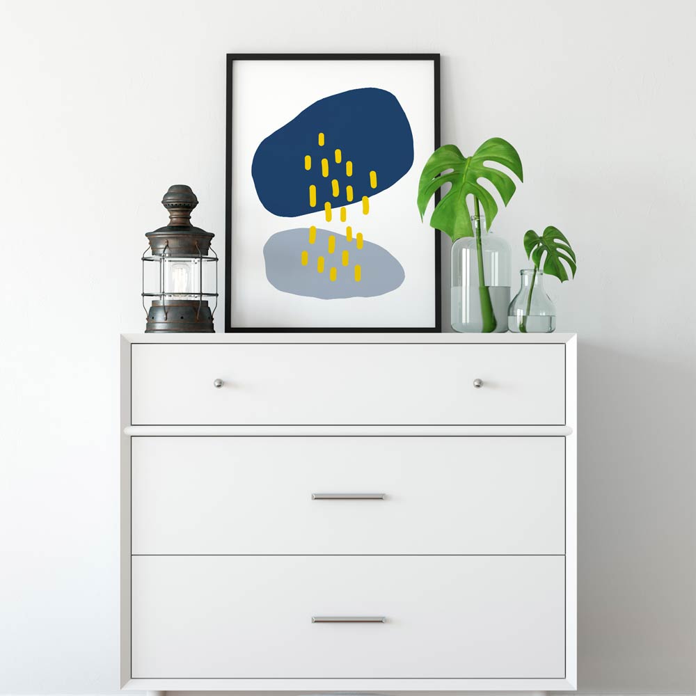 Rain Cloud art wall in frame