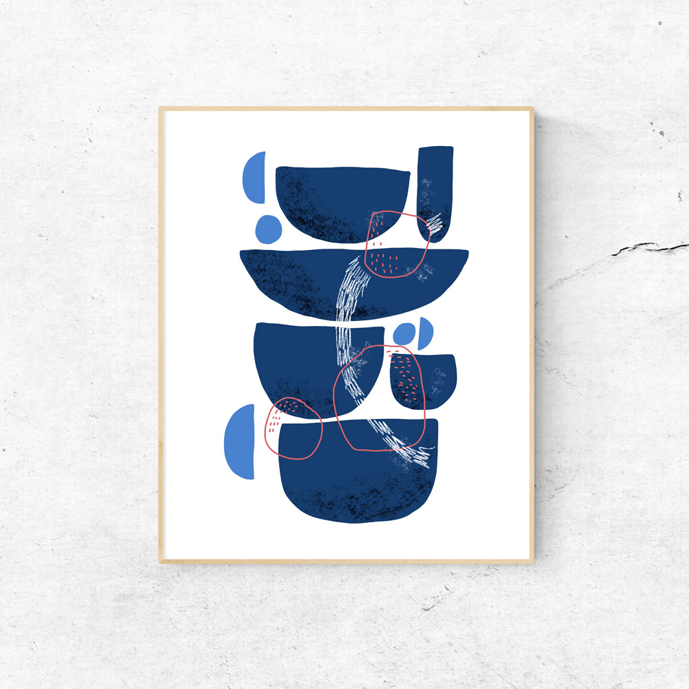Blue Stones abstract printable art