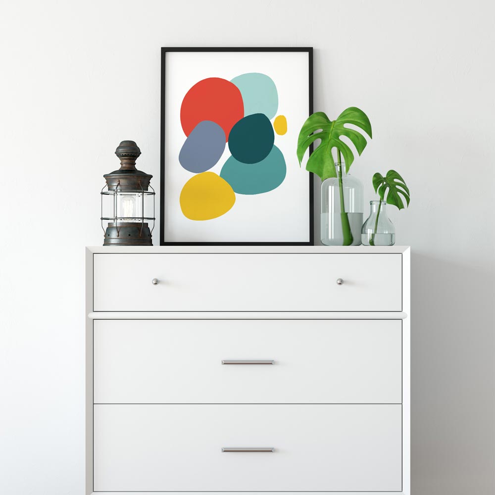 Colorful Stones abstract art in frame