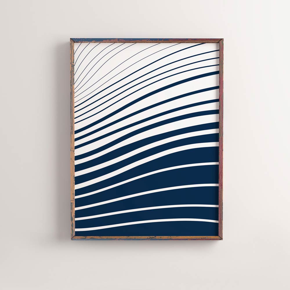 Blue and white waves poster