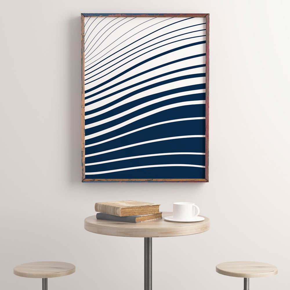 Blue and white waves wall art