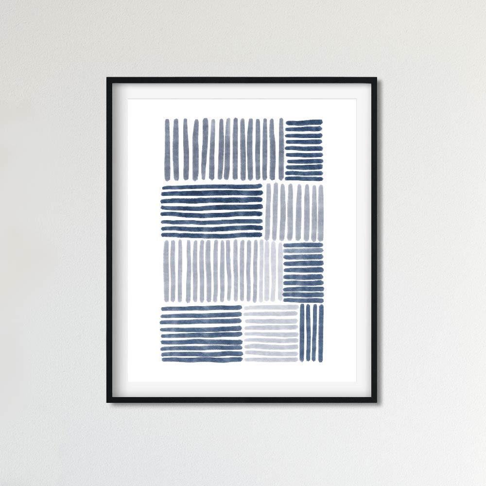 Blue stripes abstract wall art