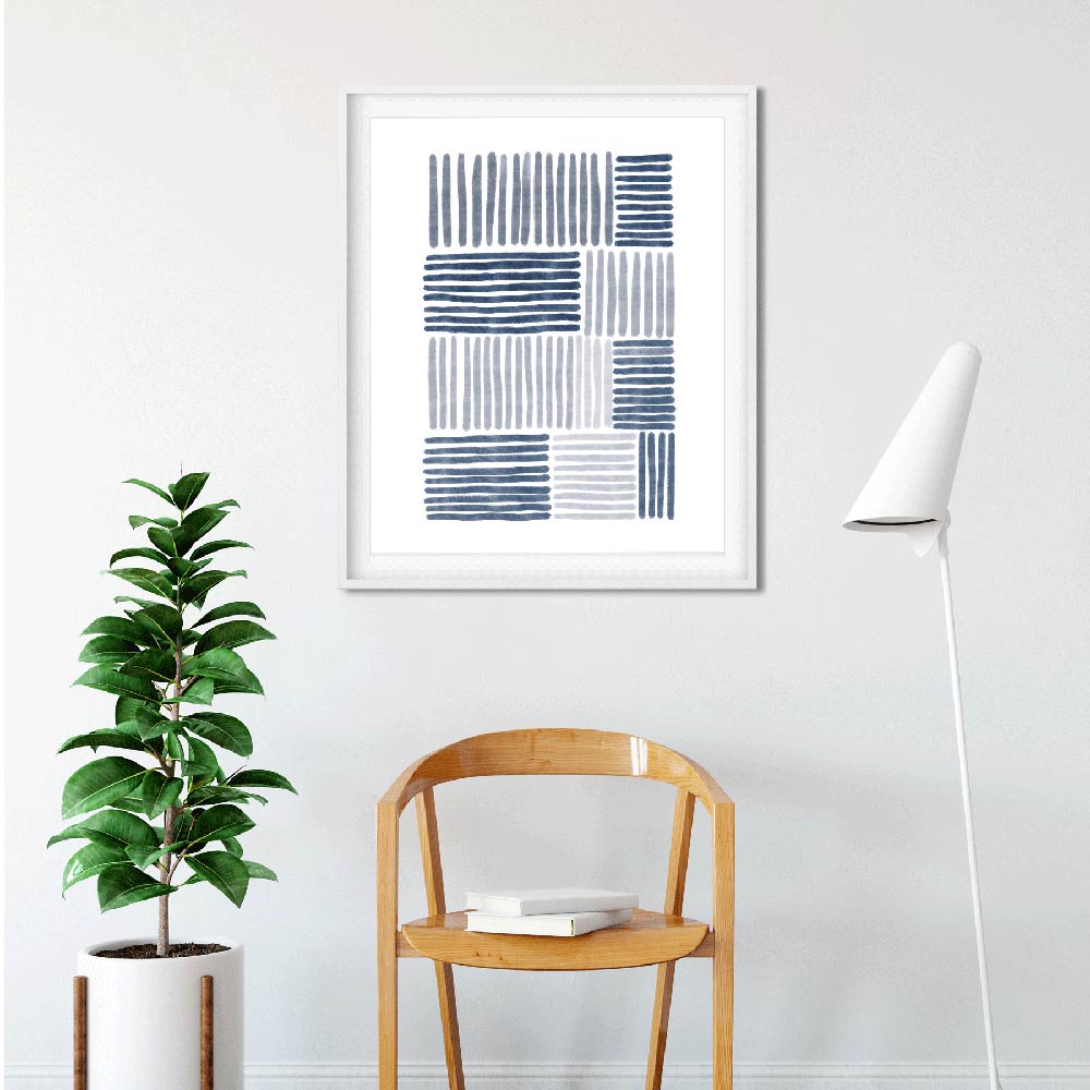 Blue stripes abstract art detail