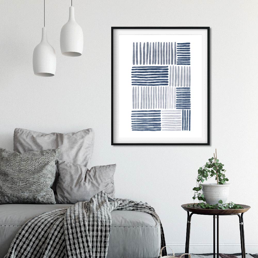 Blue stripes abstract printable art