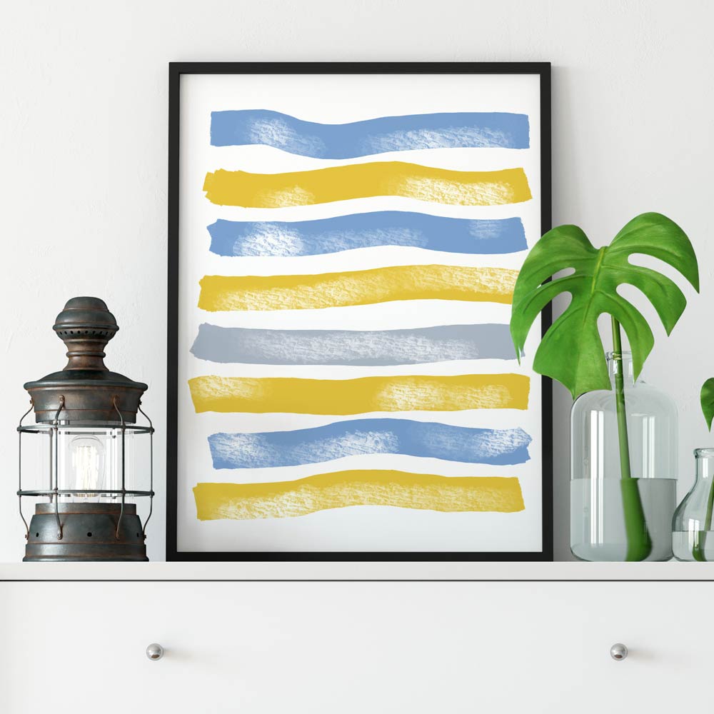Blue Yellow Stripes printable art