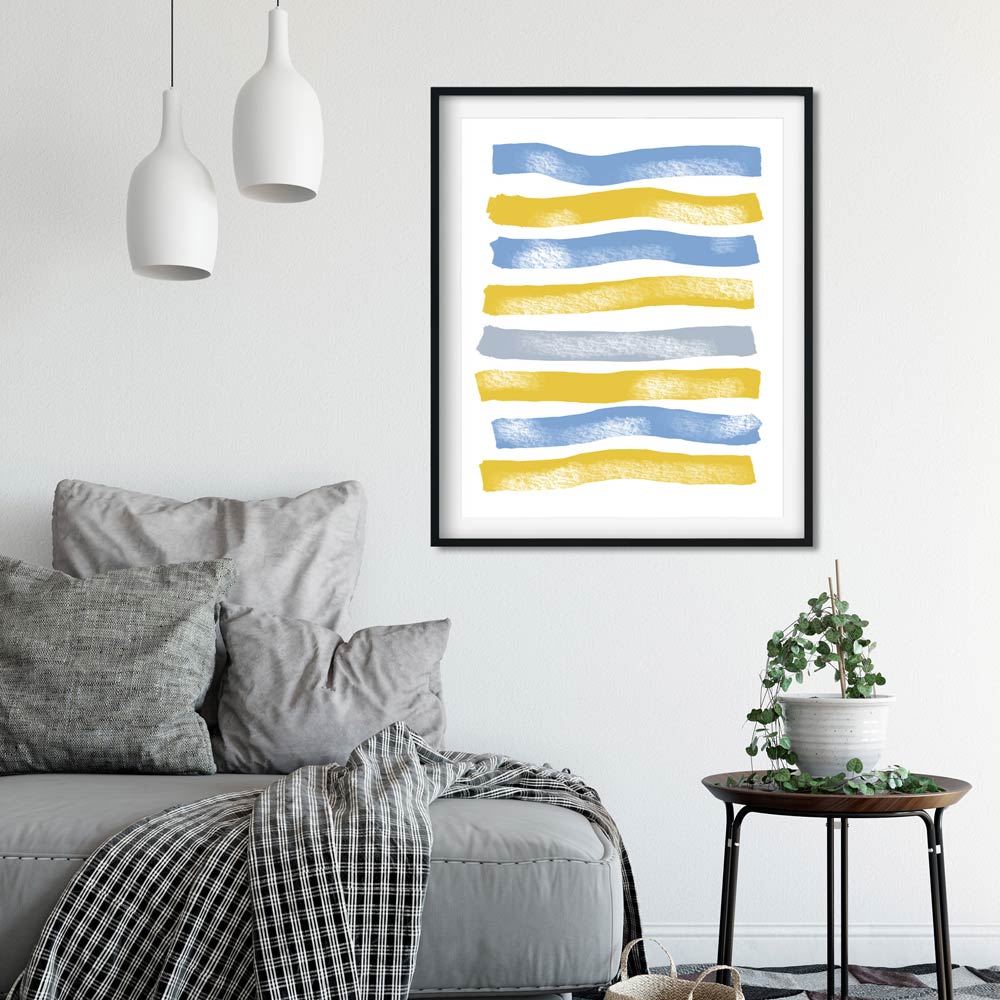 Blue Yellow Stripes art decor
