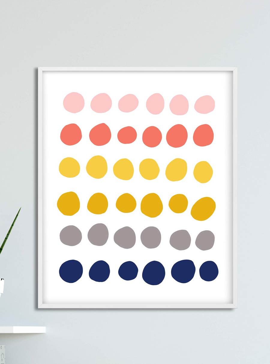 Colorful dots printable wall art to decorate kids room
